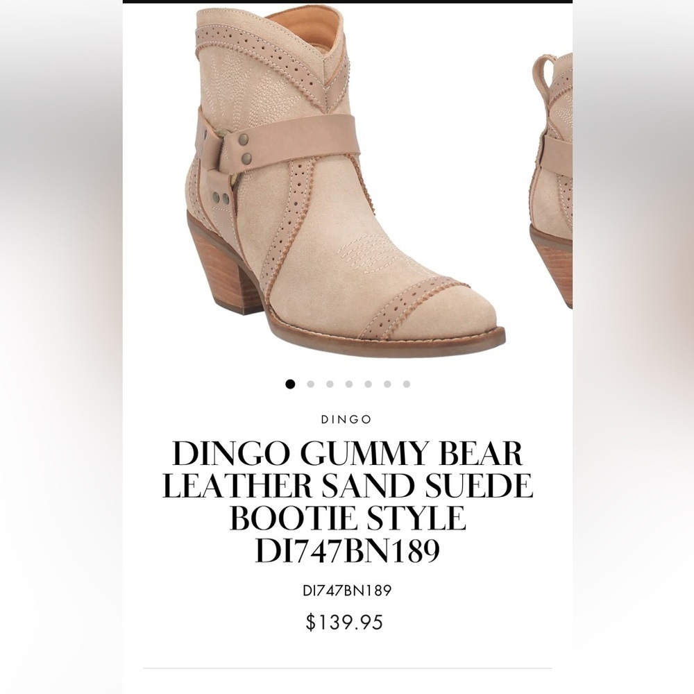 DINGO GUMMY BEAR LEATHER SAND SUEDE BOOTIE STYLE size 9.5W brand new beige - Picture 16 of 16